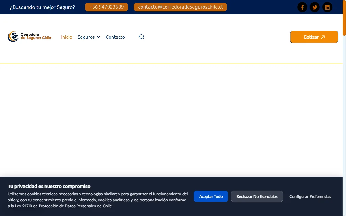 Captura de Corredora de Seguros Chile