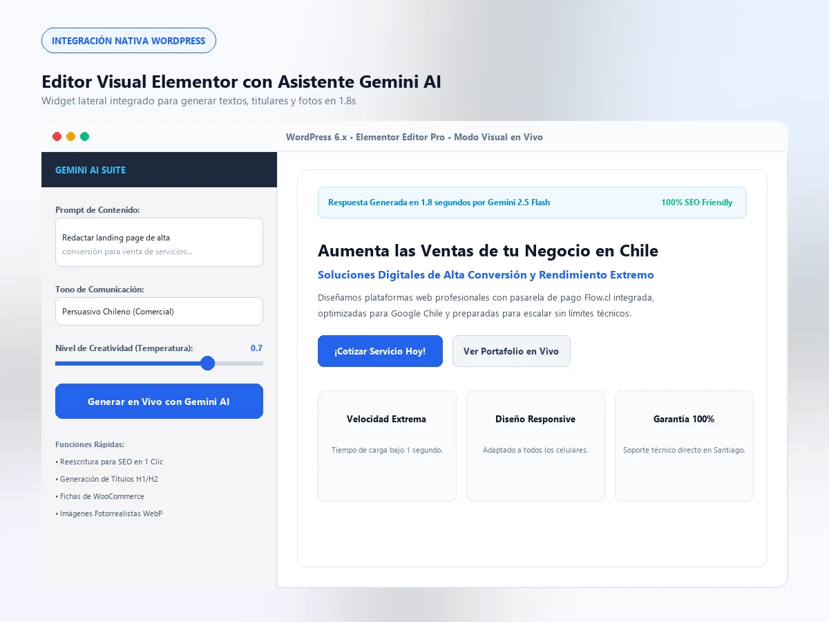 Gemini AI para Elementor Pro (Suite de Contenido & Diseño)